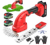 21V Taille Haie Électrique sans Fil 2 en 1 Taille-Herbes Batterie avec 2 Batteries de 2000mAh et Chargeur, 2 Lames de Longueur Coupe Bordures Cisaille Sculpte-Haie de Jardin Tondeuse à Gazon Sécateur