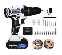 21V Visseuse Devisseuse Sans Fil, Perceuse Visseuse Sans Fil avec 1Batterie&Chargeur,45N.m Perceuse Électrique,Mandrin Sans clé 3/8", 25+1 Réglages de Couple, LED,29 Accessoires, Blanc