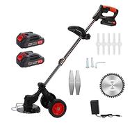 21V Wacker de Mauvaise Herbe légère sans Fil, Tondeuse à Gazon électrique avec 3 Lames, Tige télescopique réglable, poignée en Forme de D, Gardien Anti-Vent Noir