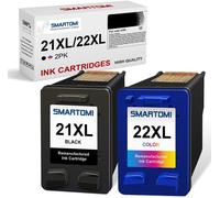 21XL 22XL Cartouche d'encre Remanufacturées pour HP 21 22 XL Noir et Couleur pour PSC 1410 DeskJet F4180 F380 F2180 F2280 F2290 F4172 2180 3910 3920 3940 D2360 D2460 Imprimante (2-Pack)