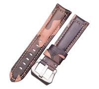 22/24/26mm hommes Style rugueux en cuir véritable Camouflage bracelet de montre boucle ardillon bracelets de montre avec outils d'installation, 24mm