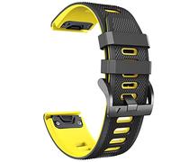 22 26 mm STRAll Watch Stracles pour Coros Vertix 2 Smoothone Smartwatch Doft Silicone pour Garmin Fenix 6 5x 6x Bracelet de bracelet de bracelet Coros (Couleur: Silver Yellow, taille: 22 mm Coros