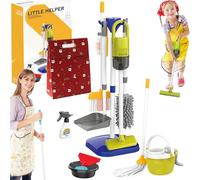 22/29 Pièces Aspirateur Enfant Fonctionnel,Aspirateur Jouet Enfant avec Balai, SerpillièRe Et Accessoires,Chariot De Menage Enfants pour Filles Et GarçOns De 3 à 6 Ans (Bleu:22pcs)