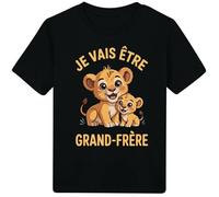 [22-4] Enfant Futur Grand frère/Lions/Idée Cadeau Annonce Grossesse Papa Grands Parents Mamie Tonton Super Hero (FR/ES, Âge, 4 Ans, Taille Normale, Noir)