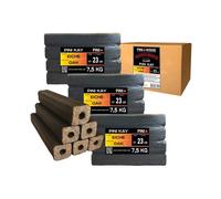 PINI Kay Briquettes de bois de chêne 23 cm de long carrées avec trou d’extraction 22,5 kg Briquettes de bois dur Bois de chauffage Briquettes de bois Chêne Cheminée Four Foyer Barbecue