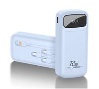 22.5W Batterie Externe 20000mAh, Bleu Power Bank PD3.0/QC4.0 avec 4 Câble, Avec LED Ecran Charge Rapide, pour iPhone/HUAWEI/Xiaomi