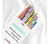22 Couleurs Recharge Stylo 3D, 110 Pièces Stylo d'Impression 3D Plastique Filament PCL de 2,5 mm, 5 Recharges de Stylos pour Chaque Couleur
