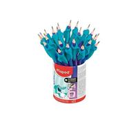 Maped – 22 crayons graphites avec guides-doigts amovibles matière soft bleu – Apprentissage écriture