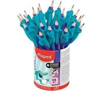 Maped – 22 crayons graphites avec guides-doigts amovibles matière soft bleu – Apprentissage écriture