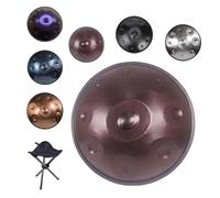 22"D Minor Music Handpan 9/10/12 Notes Instruments De Tambour En Handpan En Acier, 432/440 Hz Instruments De Musique À Percussion Ensemble De Tambour À Main(B,9 notes(440HZ))