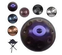 22"D Minor Music Handpan 9/10/12 Notes Instruments De Tambour En Handpan En Acier, 432/440 Hz Instruments De Musique À Percussion Ensemble De Tambour À Main(F,12 notes(440HZ))