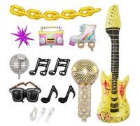 22 De Ballons Disco, 1 Morceau De Ballon Microphone Et 1 Morceau De De Guitare, Ballon Musical, Jouet Gonflable Créatif, Accessoires Pour La Fête D'Anniversaire.