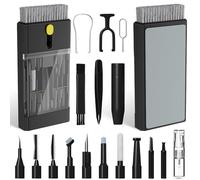 22 en 1 Brosse de Clavier d'outils Nettoyage Multifonctio Extracteur de Clavier, Pinceaux Nettoyant Ecran pour Bluetooth Earbuds Ordinateur Airpods iphone ipad Téléphone Caméra, Obsidienne Noire