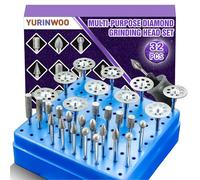 22 Fraises Diamantée Grain 120 + 10 Disque Diamant Compatibles avec Dremel, avec Coffret de Rangement Bleu, Tige de 3mm Pour le Verre, Les Pierres Précieuses, Jade, Le Polissage des Détails, Gravure