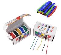 22 Gauge Wire Stranded Electrical Wire 22 AWG Electric Hook Up Wire Kit Flexible Silicone Tinned Copper Wires, OD:1.7mm, 5 Colors 26.2ft Each, with Free 20pcs φ3mm Heat Shrink Tubing