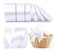 22 mètres de ruban satin blanc unicolore de 6 mm, 1 yard, 1,5 cm, 2 cm, 2,5 cm, 4 cm, 25 yards de ruban en tissu d'artisanat pour l'emballage de cadeaux, les bouquets floraux, la décoration de mariage