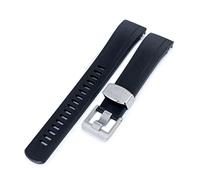 22 mm Crafter Blue CB09 Bracelet de montre en caoutchouc noir incurvé compatible avec Seiko Samurai SRPB51