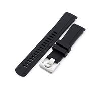 22 mm Crafter Blue CB10 Bracelet de montre en caoutchouc noir à cosses incurvées compatible avec Seiko 5