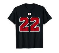 22 Numéro College Style Vintage Rouge Blanc Japon Drapeau T-Shirt Graphique avec Valeur