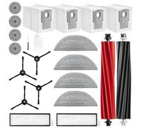 22 Pièces Accessoires Pour roborock S8 MaxV Ultra aspirateur, 2 Brosse Principale, 4 Balais Latéraux, 4 Chiffons, 4 Sacs À Poussière, 2 Filtres, 4 Brossettes Latérales, 1 Brosse De Nettoyage, 1 Tourne