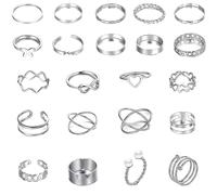 22 Pièces bague femme, bague femme acier inoxydable, bague acier inoxydable femme, Bague Femme Acier Inoxydable, Bague Rétro Vintage Réglable, Bague Empilable Ensemble Ouvert, Bague pour Fille (A)