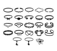 22 Pièces bague femme, bague femme acier inoxydable, bague acier inoxydable femme, Bague Femme Acier Inoxydable, Bague Rétro Vintage Réglable, Bague Empilable Ensemble Ouvert, Bague pour Fille (B)