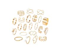 22 pièces Bagues géométriques irrégulières, bagues empilables, bagues boho, bagues en argent, bagues squelette, bagues ajustables à la mode pour les femmes et les filles