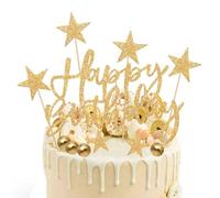 22 Pièces De Cartes D'Anniversaire Étoiles, 20 Pièces De Boules De Gâteau, Cartes De Décoration De Gâteau, Décoration De Gâteau À Paillettes, Convient Aux Desserts Et Pâtisseries De Fête