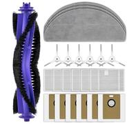 22 Pièces de rechange accessoires pour Narwal Freo S, pour Tapo RV30 Max Plus/ RV20 Max Plus, 1 brosse rotative, 6 brosses latérales, 6 filtres HEPA, 6 sacs à poussière, 3 lingettes de nettoyage