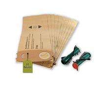 22 pièces Kit filtre pour aspirateur Vorwerk Kobold VK 118, 119, 120, 121, 122 : 20 Sacs d'aspirateur + 2 Brosses rondes et 340, EB 350, EB 351 (1 Paire) de evendix®