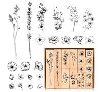 22 Pièces Tampons en Caoutchouc en Bois, Ensemble Tampons en Bois en Caoutchouc Plante, Naturelle Jeu de Tampons en Bois Vintage, Timbre en Bois avec Des Motifs Végétaux, pour DIY Scrapbooking Cartes