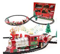 22 Pièces Train de Noël Électrique avec Rails, Lumières, Sons & Accessoires - avec Boîte-Cadeau - Déco de Table, Décoration sous Le Sapin de Noël, Cadeau pour Enfants