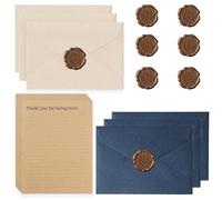 22 Pièces Vintage Enveloppe, L'ensemble de Papeterie Vintage Papier, Papier Parchemin, Adecuado para el día de San Valentín, Invitaciones de Boda, Bricolaje, Cumpleaños Bleu