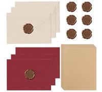 22 PiècesL'ensemble de Papeterie Vintage Papier, Vintage Enveloppe, Papier a Lettre, Adecuado para el día de San Valentín, Invitaciones de Boda, Bricolaje, Cumpleaños