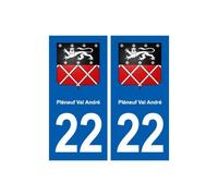 22 Pléneuf-Val-André blason ville autocollant plaque sticker - Angles : droits