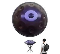 22 Pouces Handpan Drum 9/10/12 Notes Hand Pan Instrument D Mineur Tambour À Main Acier avec Support Mallette Percussion Harmonique, Steel Tongue Drum 432HZ 440HZ pour Méditation(Purple,440HZ/9Note)