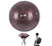 22 Pouces Handpan Drum 9/10/12 Notes Hand Pan Instrument D Mineur Tambour À Main Acier avec Support Mallette Percussion Harmonique, Steel Tongue Drum 432HZ 440HZ pour Méditation(Marron,432HZ/12Note)