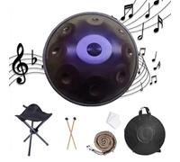 22 Pouces Handpan Drum Instrument, 432/440 Hz 9/10/12 Notes Meditation Instrument D Minor Tambour à Main pour Yoga, Méditation avec Sac à dos, Support de Batterie(Deep Purple,440HZ/9Note)