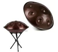 22 Pouces Handpan Drum Ré Mineur Handpan Adulte 9/10/12 Notes 432Hz/440Hz Hand Pan pour Méditation Yoga Débutants Steel Tongue Drum avec Sac Souple Maillets Stand(Purple,432HZ/10 Note)