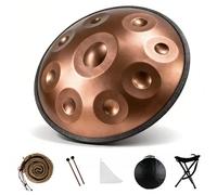 22 Pouces Handpan Drum Ré Mineur Steel Tongue Drum 9/10/12 Notes 432Hz/440Hz Handpan Adulte pour Méditation Yoga Débutants Hand Pan avec Sac Souple Maillets Stand(Or,432HZ/12 Note)