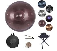 22 Pouces Handpan Tambour à Main 9/10/12 Notes, Accordé à 432/440 Hz Hand pan Instrument Steel Drum Music D mineur, Instrument de Percussion en Acier pour Méditation Yoga(Violette,432HZ/9Note)