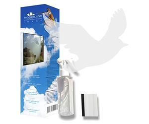 22 Silhouettes d'oiseaux pour vitres - Evite Les collisions dans Les fenêtres - Kit Complet avec Spray, raclette et 22 Autocollants - Couleur: Sablé-dépoli-translucide
