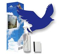 22 silhouettes d'oiseaux pour vitres - Evite les collisions, heurts et chocs dans les fenêtres - Kit complet avec spray, raclette et 22 autocollants - Couleur: Bleu foncé