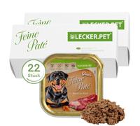 22 x 150 g Lecker.Pet® Gino's Feine Paté Riche en Bœuf Nourriture humide pour chiens Nourriture complète