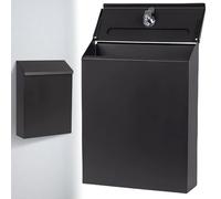 22 x 6,5 x 29 cm noir anthracite : mini boîte aux lettres compacte WANDGU boîte aux lettres simple avec compartiment à journaux, boîte aux lettres murale n noir, boîte aux lettres moderne avec 2 clés