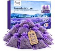 22 x Sachets de Lavande Parfumée | Fleurs de Lavande Séchée 100% Naturelle | Anti-Mites Dressing & Armoire | Désodorisant Maison et Parfum Voiture | Sachet Lavande pour Tiroir & Linge