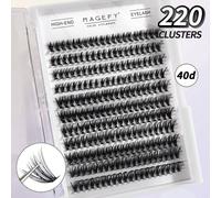 220 grappes de cils segmentés style queue de poisson, contenant des cils bouclés de différentes longueurs, naturels et doux, convenant pour un usage quotidien, convenant pour les voyages, cils style m