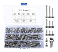 220 pièces vis à tête creuse M5, vis à tête cylindrique, kit en acier inoxydable avec écrous, avec rondelles et 2 clés