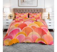 220 x 240 cm Couette Imprimée sans Housse Motif Géométrique en Demi Cercle Couette 4 Saisons Lavable, Douce Léger et Chaud, Édredon Réversible Motif pour Grand Lit et Couple, Couleur