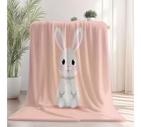 220 x 240 cm Couverture Polaire Super Douce - Jeté de Canapé Motif Dessin animé Minimaliste Lapin, Couverture Double Face Sherpa Extra Épaisse et Chaude pour Canapé ou Salon Rose